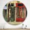 Designart - Red Facade of Charming Shop In Paris II - French Country Metal Circle Wall Art